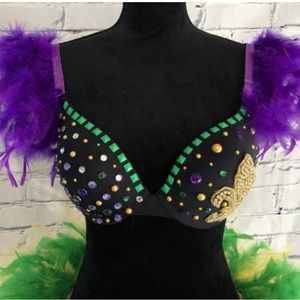 Mardi Gras Feather Jeweled Costume Top